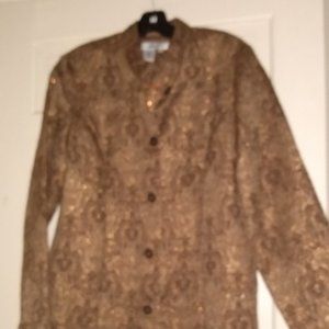Coldwater Creek Brown with gold fleck Suit Jacket Oriental style Size Med